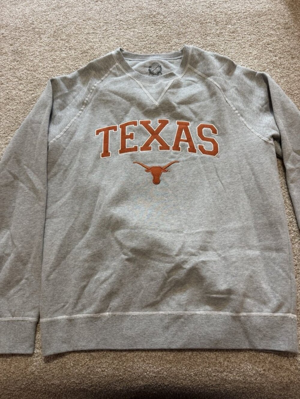 Campus Drive Mens Texas Longhorns Fleece Crew neck Sweatshirt Gray Size Large